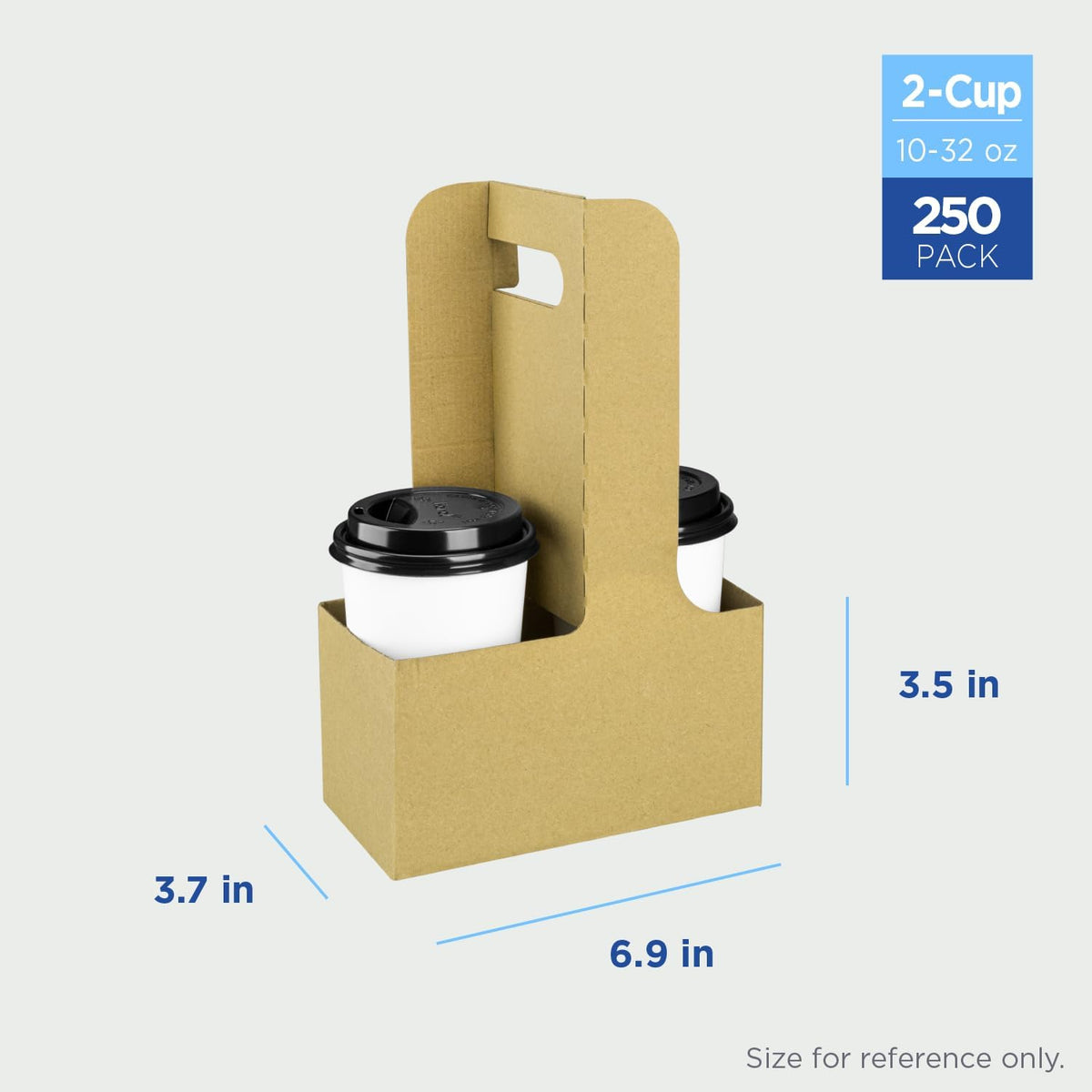 Karat Paperboard Drink Carrier with Handle - Sturdy Kraft Coffee Cup Carrier for Hot/Cold Beverages, Fits 10-32 oz Cups - Eco-Friendly, Disposable to-Go Drink Holder (2-Cup)