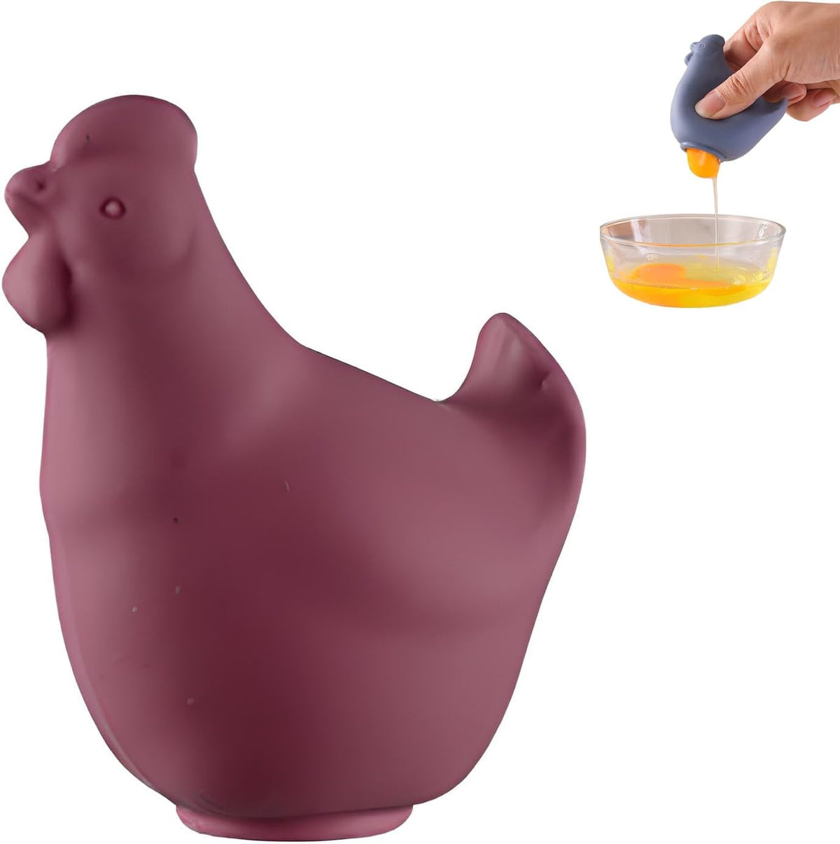 New Egg Separator for Raw Eggs, Egg Yolk Separator, Baking Tools for Home Chefs & Cooking, No Mess & Dishwasher Safe （Silicone Dark Red）