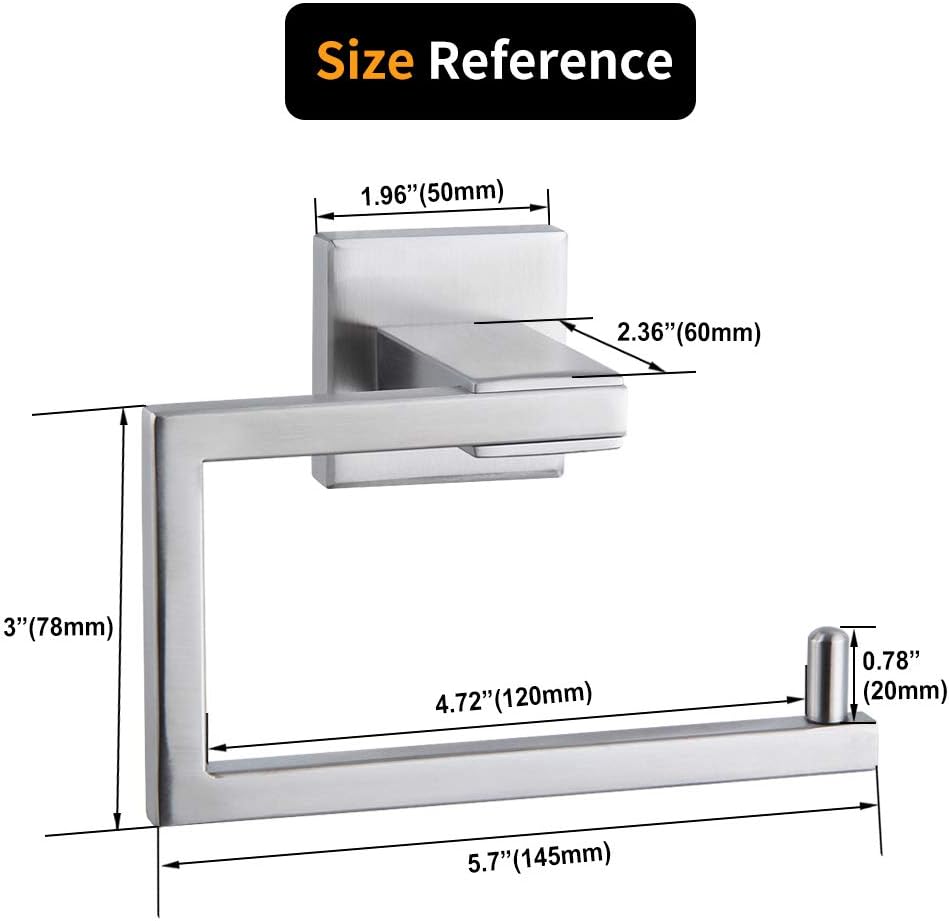 SUS304 Stainless Steel Bathroom Toilet Paper Holder Kitchen Washroom Tissue Roll Dispenser Wall Mounted Rustfree 5-inch TP Holder Brushed Finish