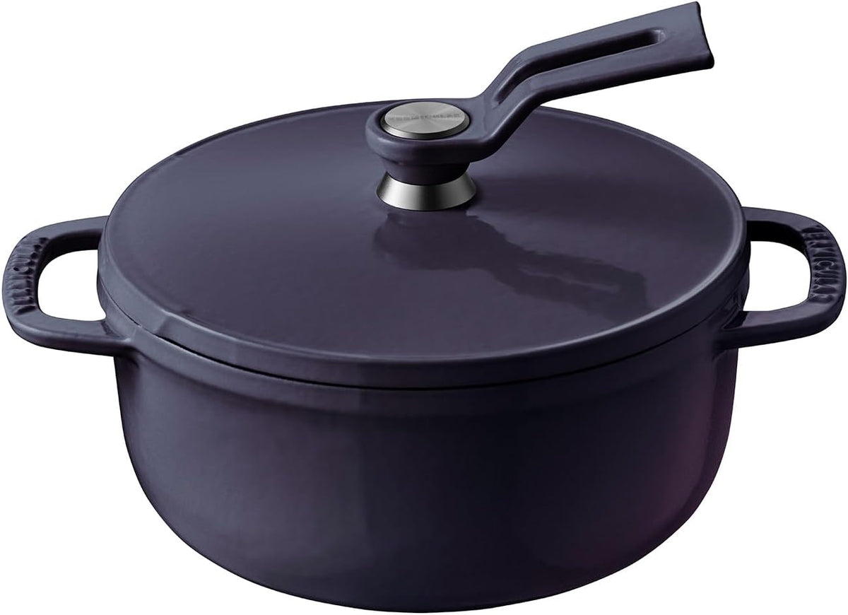 Vermicular Oven Pot 2.0 | Lightweight Enameled Cast Iron Pot | 14cm (1 Qt) | Non-Toxic | Induction-compatible | Dutch Oven | Made in Japan | Deep Ocean Blue