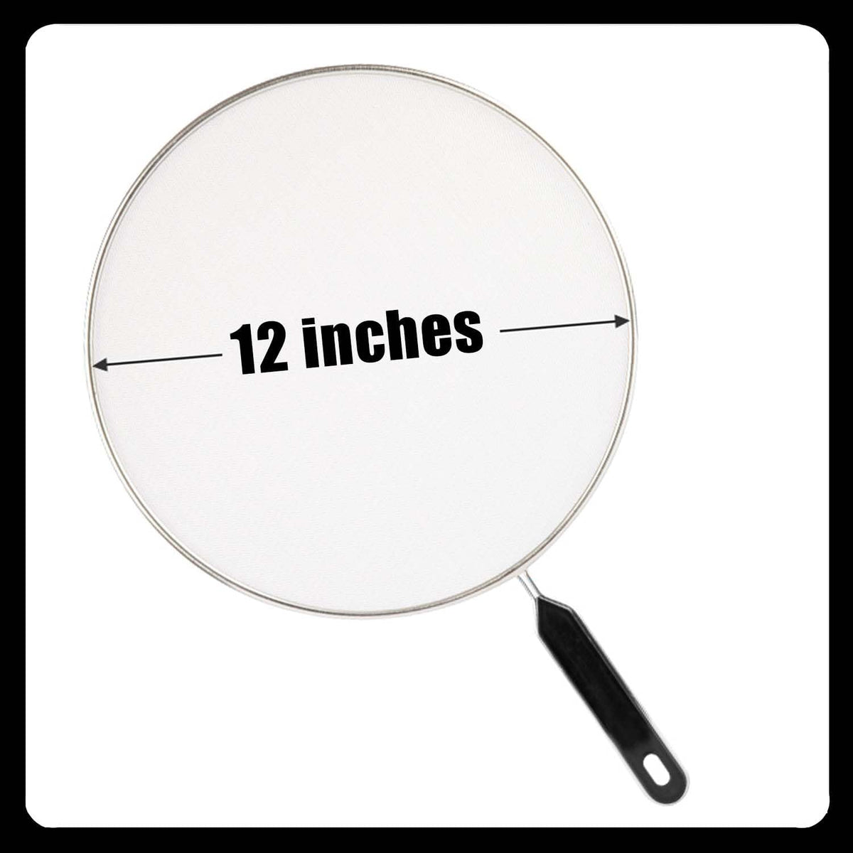 Splatter Screen for Frying Pan, Grease Splatter Guard, Stainless Steel Splatter Guards for Frying with Long Handle, Kitchen Oil Splash Guard Cooking Shield, Fine Mesh Strainer (Black, 12 inch)