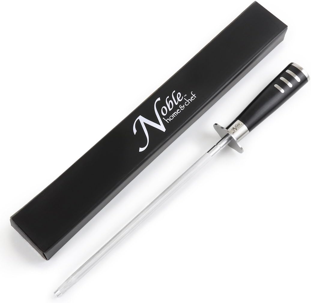 Professional Honing Steel 12”, Magnetized for Safety, No Rust, No Cheap Plastic! Noble’s Knife Sharpener Has an Oval Handle for a Firm Grip and is Built For Daily Use, Perfect for Chefs!