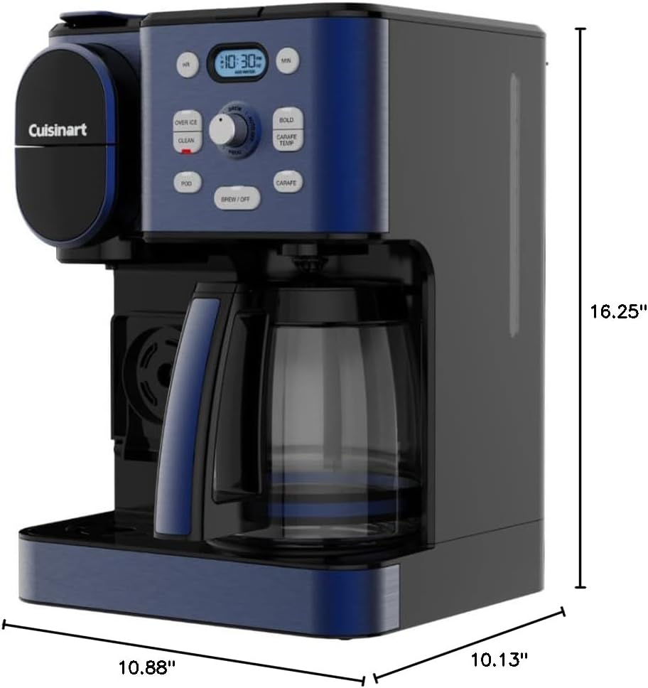 Cuisinart Coffee Maker, 12-Cup Glass Carafe, Automatic Hot & Iced Coffee Maker, Single Server Brewer, Navy Blue, SS-16