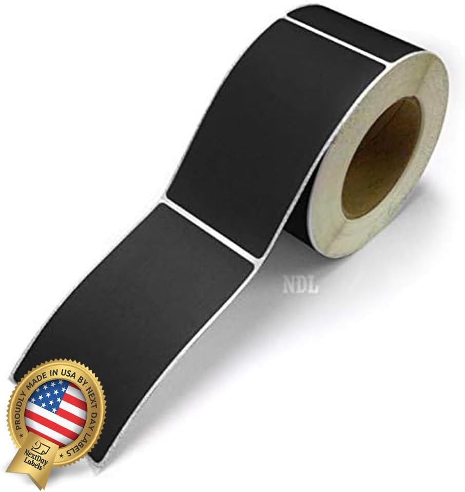 NextDayLabels 500 Rectangle Stickers (3" x 5") - Color Coding Labels Roll - Moving Labels for Boxes, Colored Inventory Stickers for Packing, Organizing, and Storage (Black)