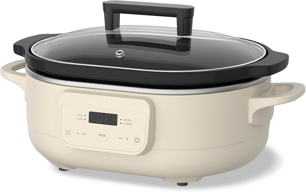 6 Quart Programmable Slow Cooker Removable Healthy Nonstick Crock Pot - Small Kitchen Appliance for Family Dinners - Serves 6+ People - Heat Settings: Keep Warm Oatmeal Oatmeal