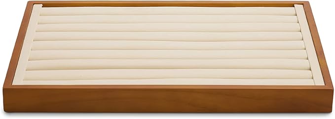 Oirlv 8 Line Wood Ring Storage Tray Jewelry Drawer Organizer Showcase Ring Earrings Display Holder(Creamy-white)