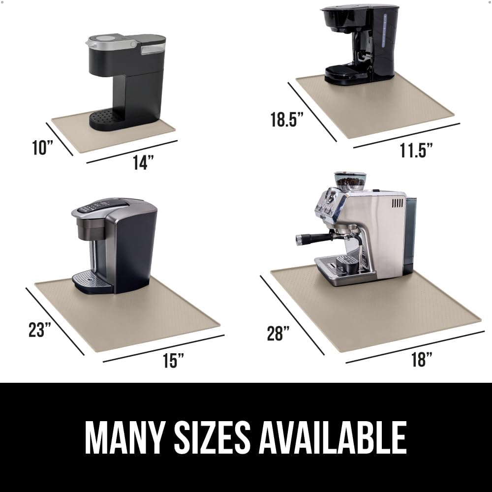 GORILLA GRIP Silicone Coffee Mat, Espresso Drink Bar Station Accessories, Waterproof Heat-Resistant Dish Drying Mats, Stay in Place on Kitchen Counter, Home Kitchen Decor Essentials, 10x14, Almond