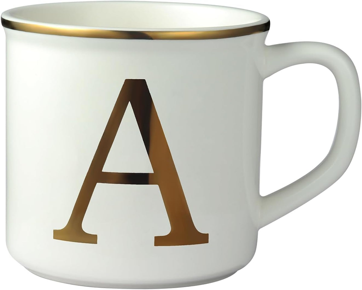 Miicol Ceramic Coffee Mug 16 oz, Monogram Coffee Cup, Golden Initial Tea Mug, Personalized Tea Cup, Unique Gift, Large Mug for Home, Office, Letter A
