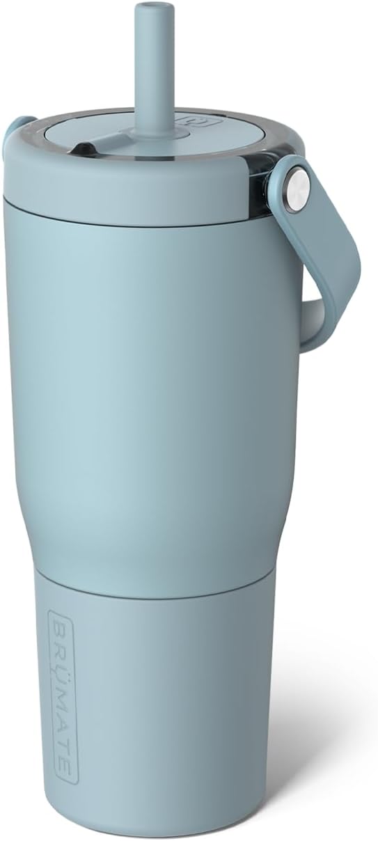 BrüMate Resa 25oz 100% Leakproof Travel Tumbler with Handle & Straw | Flexible SoftSip Straw | Silicone Sleeve for Durability | Stainless Steel | Cup Holder & Travel Friendly Water Bottle | (Mist)