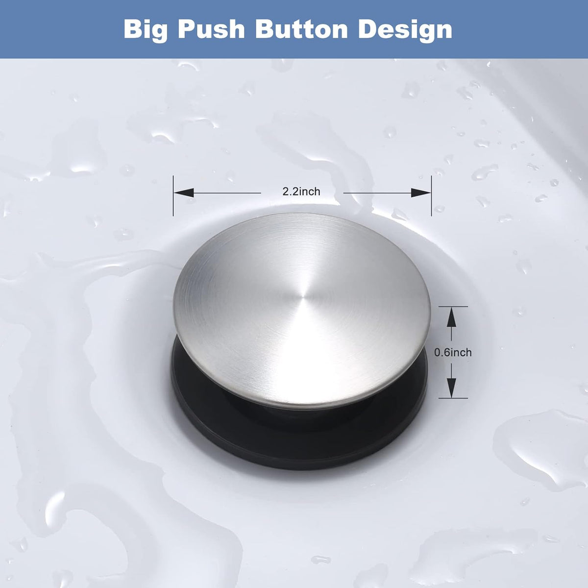 ARCORA Bathroom Sink Drain with Overflow 2 Pack, Brushed Nickel Pop Up Drain Stopper Vanity Vessel Sink Clicker Drain Stopper