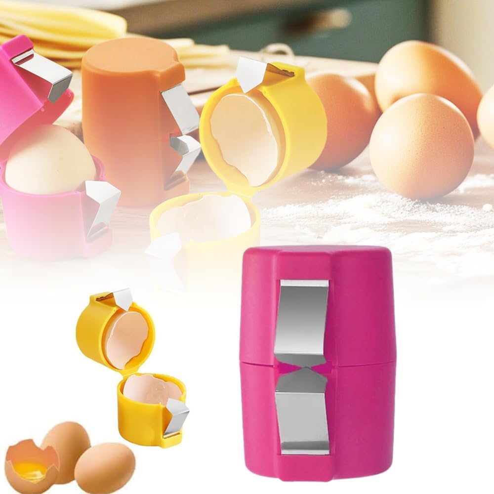Egg Shell Opener Remover, Eggs Peeler Separator for Boiled and Raw Eggs, Stainless Steel Eggshell Cutter Kitchen Tools for Cooking and Breakfast Prep (Pink, 1 Pcs)