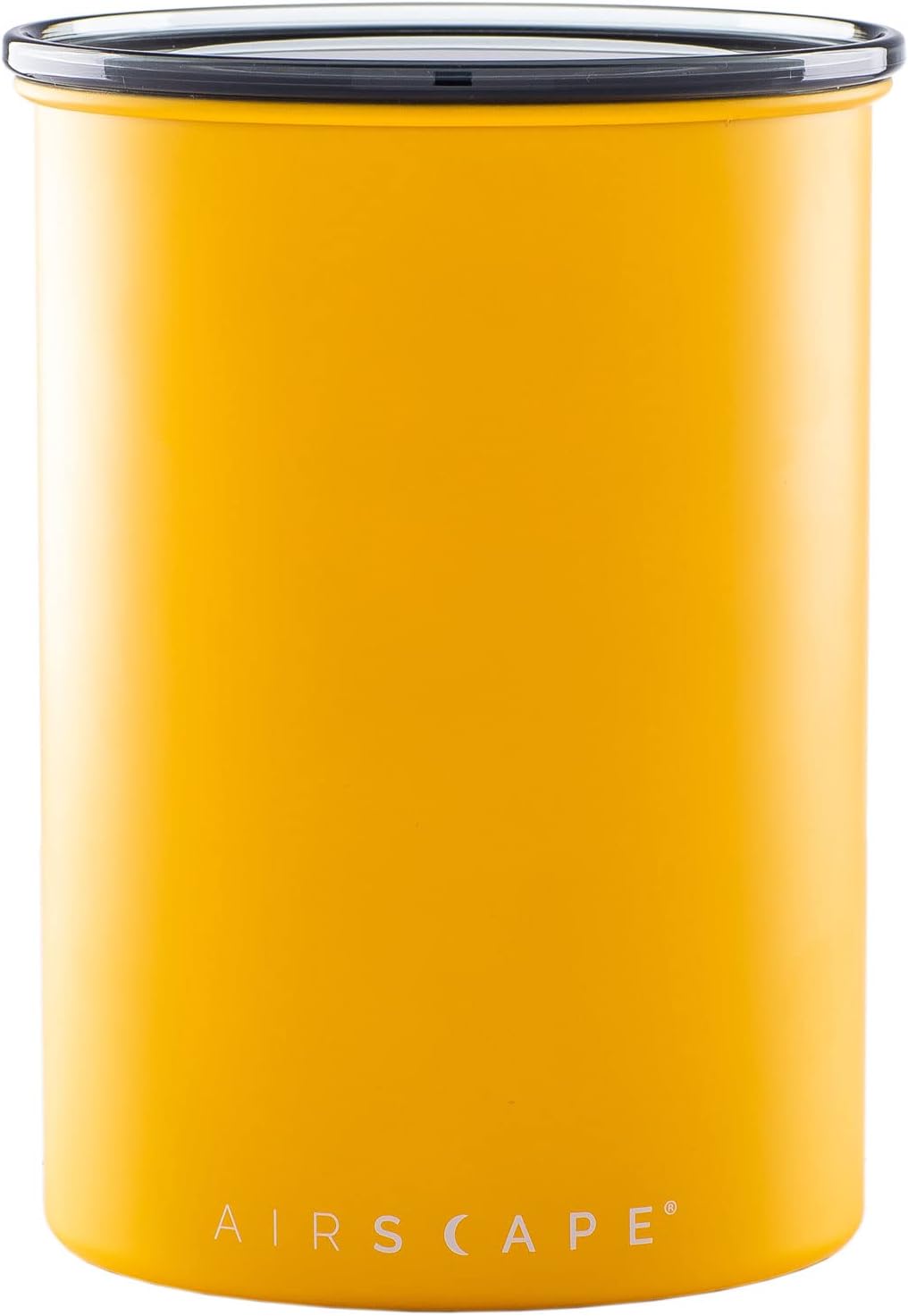 Planetary Design Airscape Stainless Steel Coffee Canister | Food Storage Container | US Patented Airtight Lid | Push Out Excess Air Preserve Food Freshness (Medium, Matte Yellow)