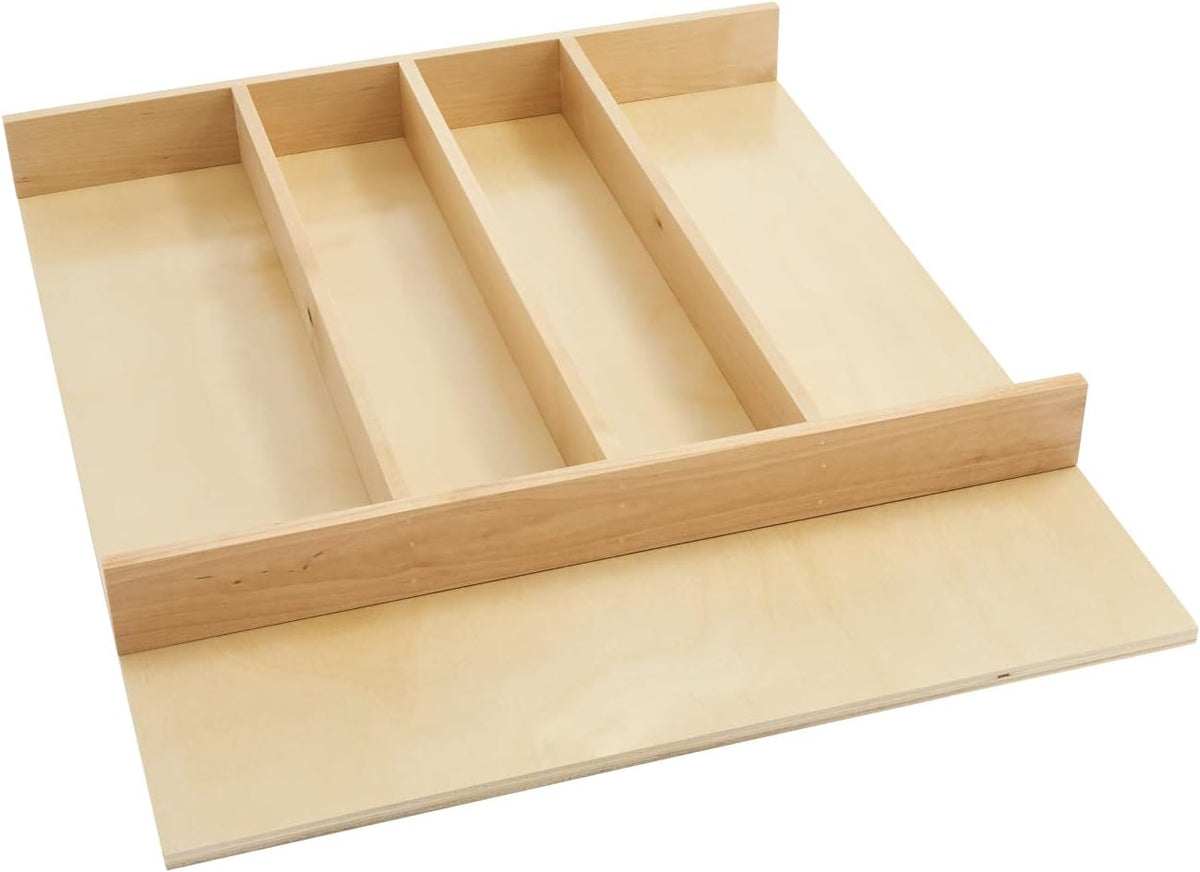 Rev-A-Shelf Trim-to-Fit Silverware Drawer Organizer for Kitchen Utensils, Cutlery Cabinet Storage Divider Insert, 18.5 x 22 in, Maple Wood, 4WUT-1SH
