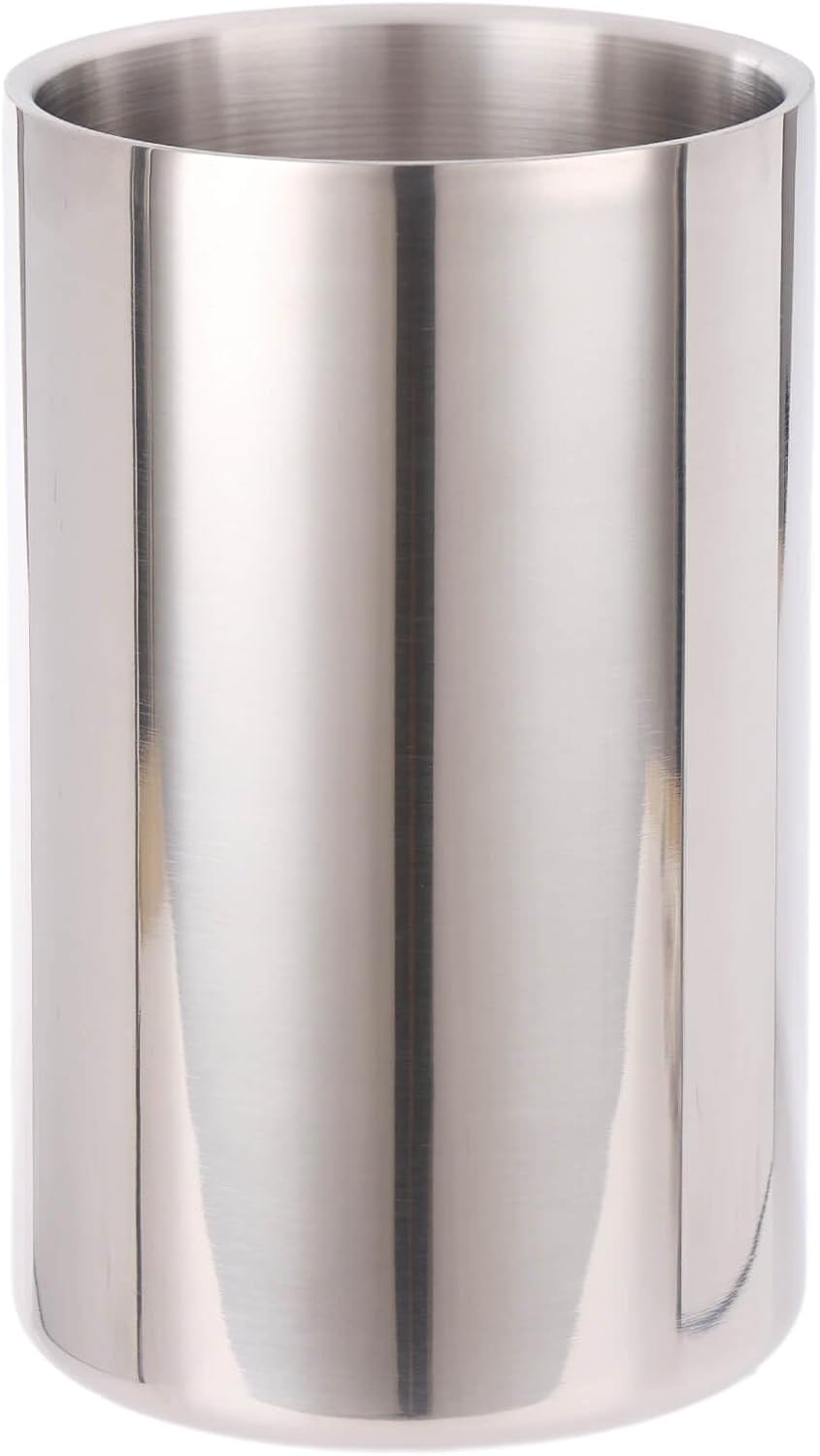Double Wall Utensil Holder - 304 Stainless Steel Sleek Kitchen Utensil Holder for Countertop, Spatula Spoon Storage Organizer, Large Cooking Utensil Caddy Counter, Shining Utensil Crock, Mirror Polish