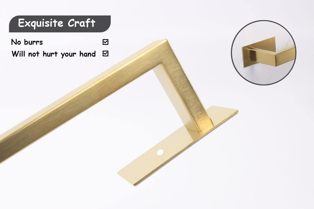 Bathroom Towel Bar Self Adhesive, No Drilling Towel Rack Easy to Install,Hand Towel Holder Made of Premium Stainless Steel Sticky on Hand Towel Hanger for Kitchen, Toilet.(16IN, Gold)