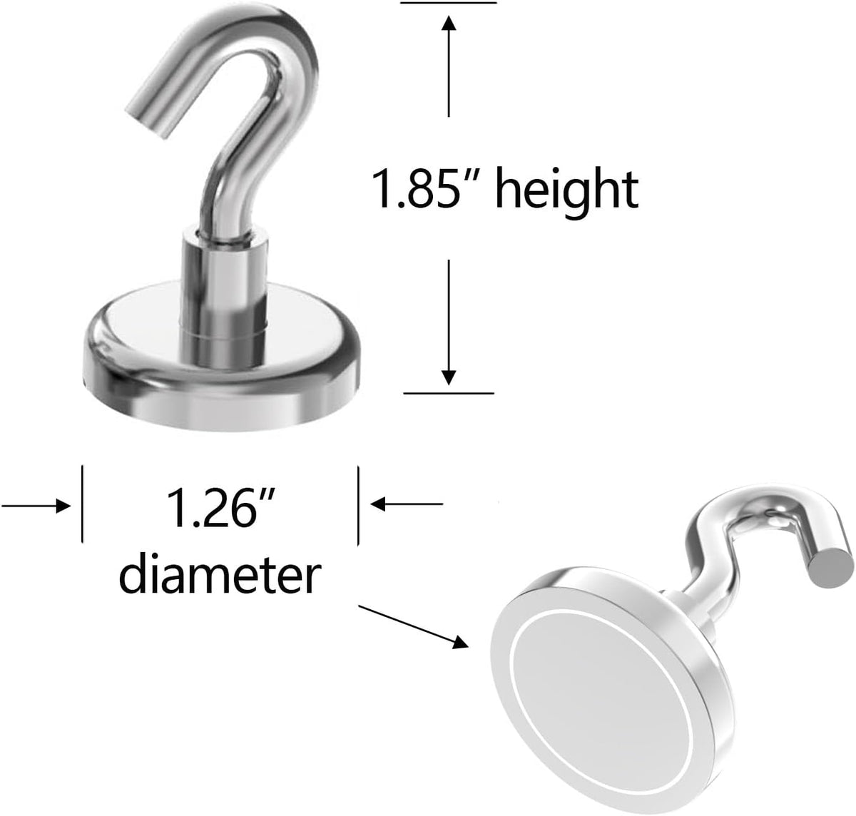 Heavy Duty Magnetic Hooks with 1.25"Dia Magnetic Base,110lbs - 8Pack Super Strong Rare Earth Magnet Hook,Extra Strong Cruise Hook for Hanging,Magnetic Hanger for Cabins,Grill,Metal Surface