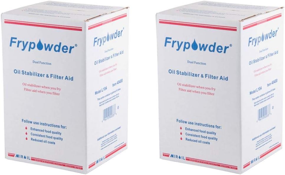 MirOil L106 Fry Powder Oil Stabilizer and Filter Aid, Deep Fryer Cooking Oil Saver, Removes Fryer Grease Contaminants & Carbon Deposits, Helps Save Grease, 2 x 4 Gallons of L104 (8Gallons) Fry Powder