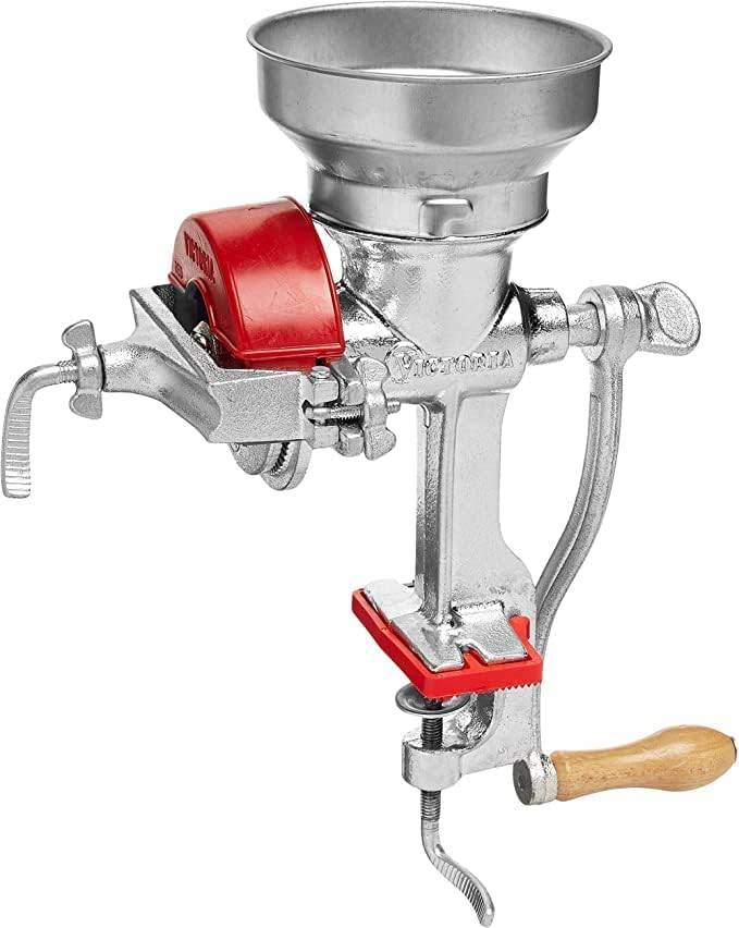 Victoria Manual Cast Iron Grain Mill with Low Hopper, Premium Corn-Grinding Mill and Grain Grinder, Made in Colombia