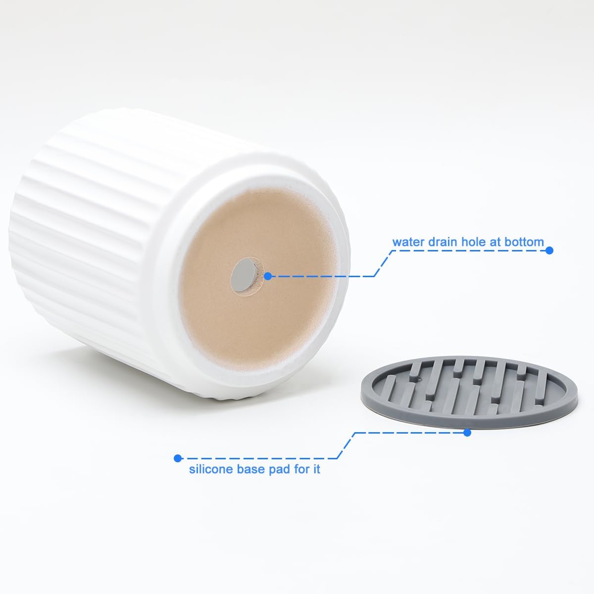 Small Utensil Holder for Kitchen Counter (H5.51” x W4.92”) Ceramic Countertop Utensil Holder for Kitchen Utensils Crock for Countertop Includes Silicone Drying Mat Light Cadetblue