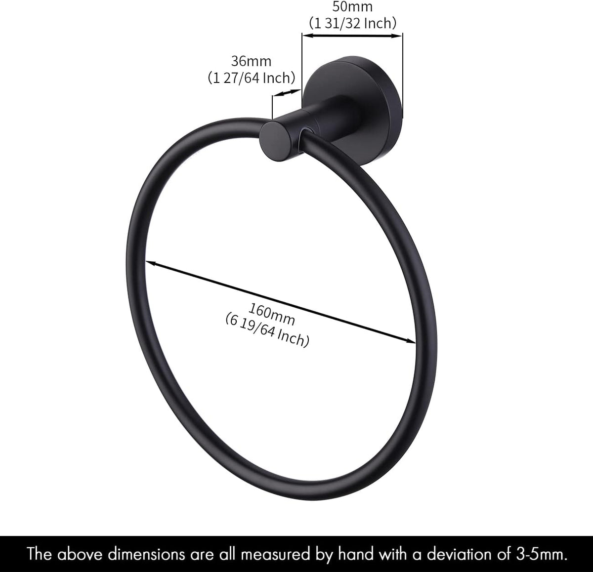 KES Matte Black Towel Ring Hand Towel Holder for Bathroom, Kitchen Bath Towel Holder Hangers Heavy Duty Storage Round Wall Mount SUS 304 Stainless Steel, A2180DG-BK