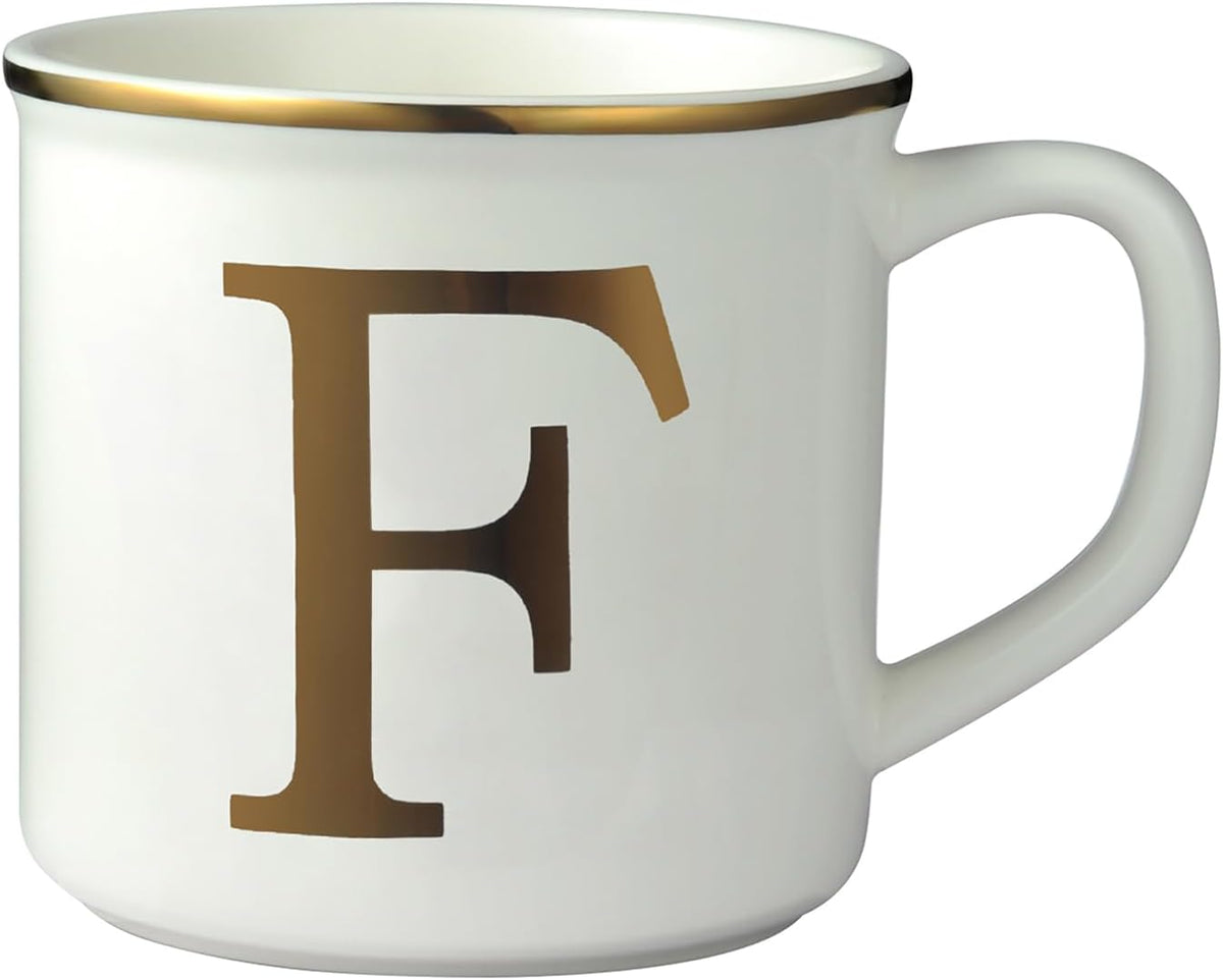 Miicol Ceramic Coffee Mug 16 oz, Monogram Coffee Cup, Golden Initial Tea Mug, Personalized Tea Cup, Unique Gift, Large Mug for Home, Office, Letter F
