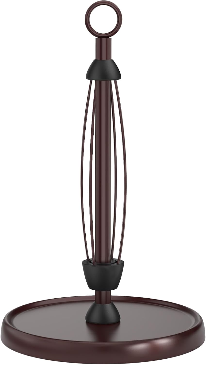 Oil Rubbed Bronze Paper Towel Holder Countertop, Bronze Kitchen Accessories Decor, Stainless Steel, Weighted Base, One Hand Tear Paper Towel Stand with Ratchet System for Kitchen Farmhouse Essentials