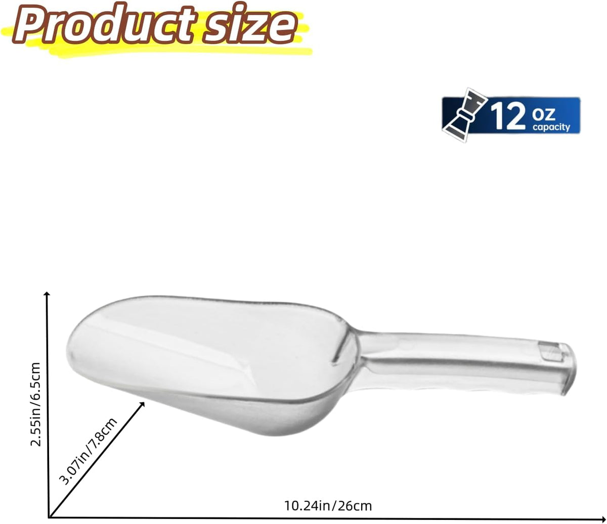 ice maker scoop,ice scoopers for ice bucket,Polycarbonate Utility Ice Scoop, 12 Oz, No BPA,Clear, Ergonomic Handle, Applicable to: Ice Maker, Ice Cream, Pets Food, Coffee Beans(1 pack) M