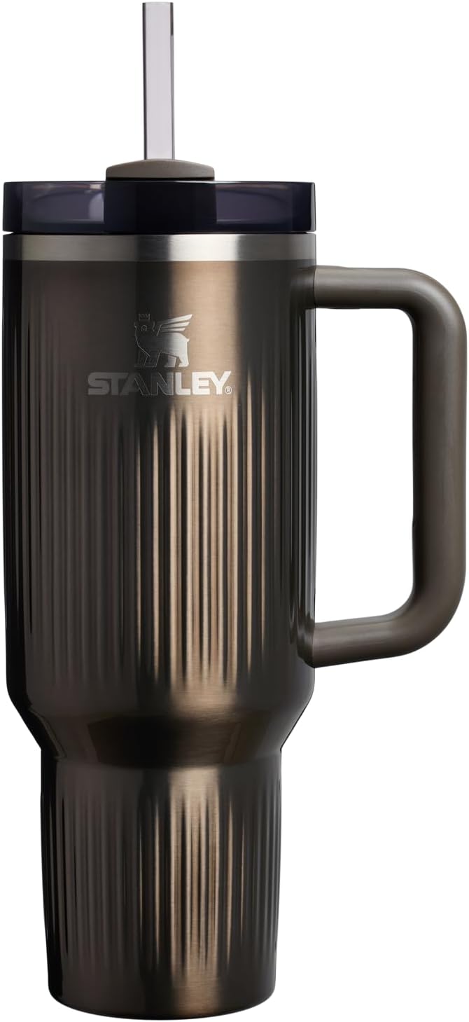 STANLEY Quencher H2.0 Tumbler with Handle and Straw 40 oz | Flowstate 3-Position Lid | Cup Holder Compatible for Travel | Insulated Stainless Steel Cup | BPA-Free | Fluted Gunmetal Shine