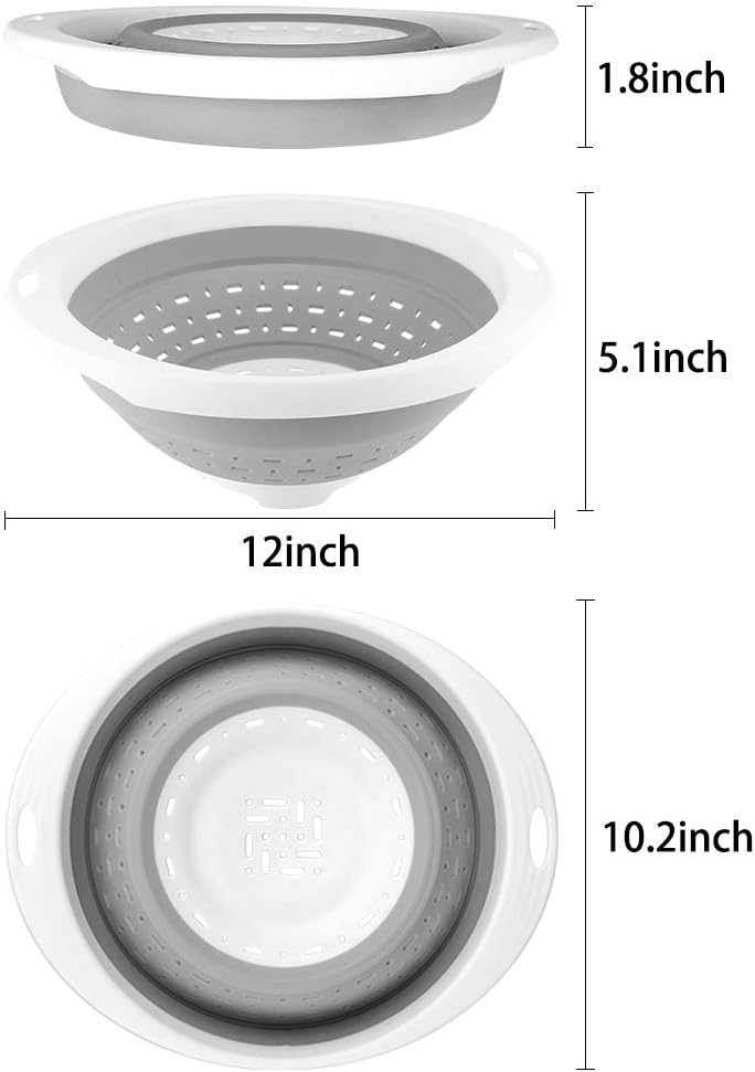 QiMH Collapsible Colander and Strainer, 5 Quart(1.25 gal), Heavey Duty Kitchen Drainer Basket for Pasta, Veggies and Fruits, New Home Apartment Essentials