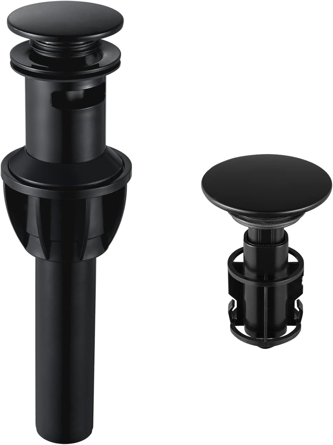 Bathroom Sink Drain, Pop Up Drain Stopper with Overflow, Lavatory Vanity Vessel Sink Drain Assembly, Matte Black