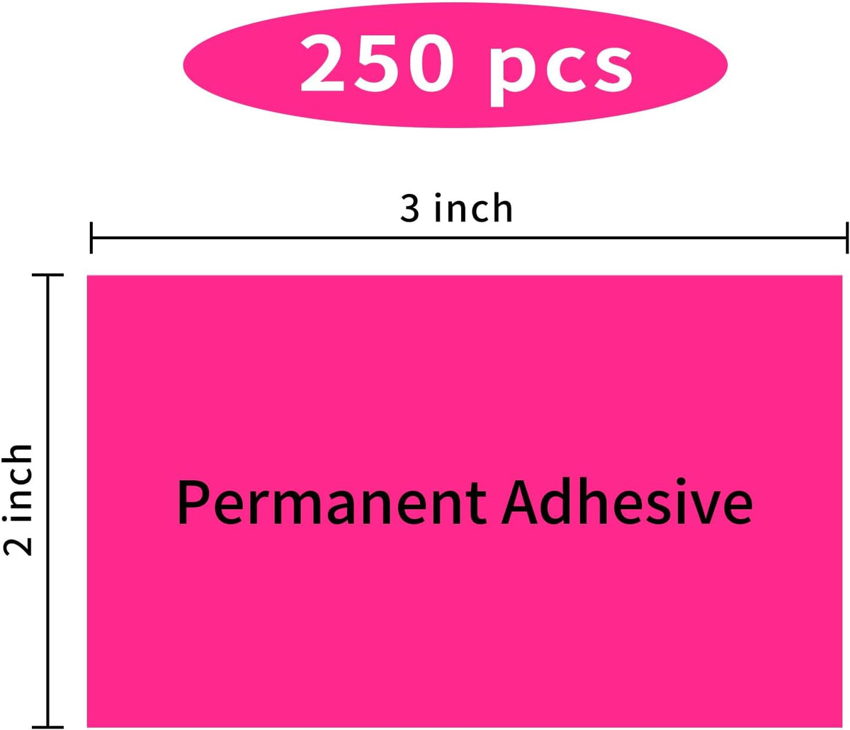 STARLIBOO Neon Colored Labels Stickers 3 x 2 Inch, Rectangle Moving Labels Stickers, 250Pcs Garage Sale Price Stickers, Adhesive Moving Labels for Boxes- Fluorescent Pink