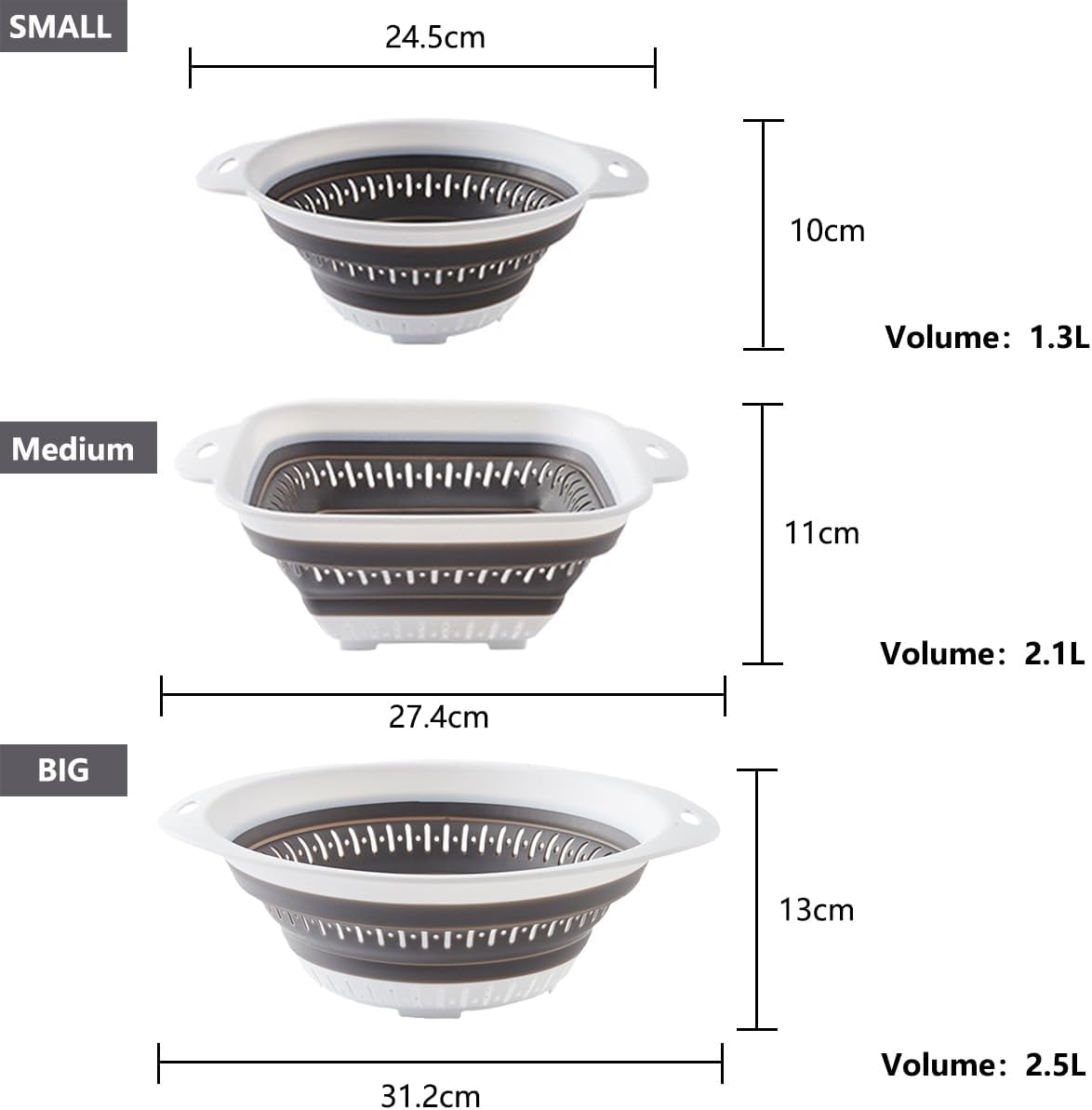 Collapsible Colander and Strainer,Silicone Strainer Colanders & Food Strainers,for Vegetable and Fruit, Kitchen Essentials