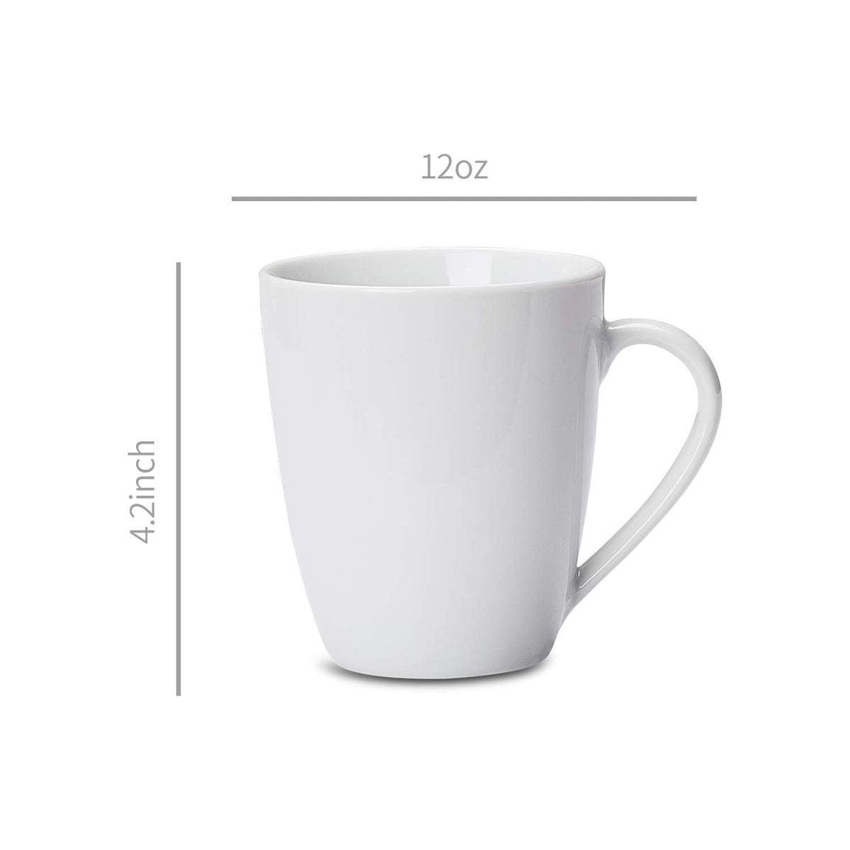 Amazon Basics Porcelain, 12 oz Coffee Mug Set, 12 Count, White (Previously AmazonCommercial brand)