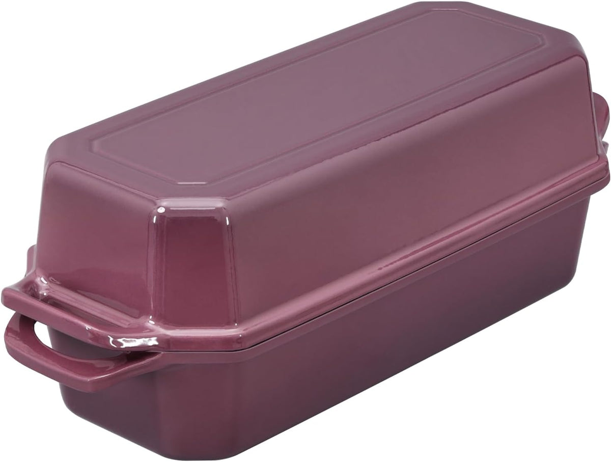 Bread Pan Cast Iron Loaf Pan with Lid Bread Loaf Pan 13x5 Inch Enameled Cast Iron Sourdough Bread Pan,Magenta