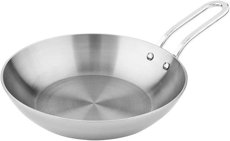 Restaurantware-6.5 Inch Mini Skillet, 1 Curved Cooking Skillet - Stain Resistant, With Handle, Silver Stainless Steel Frying Pan, Dishwasher Safe, For Meals Or Desserts