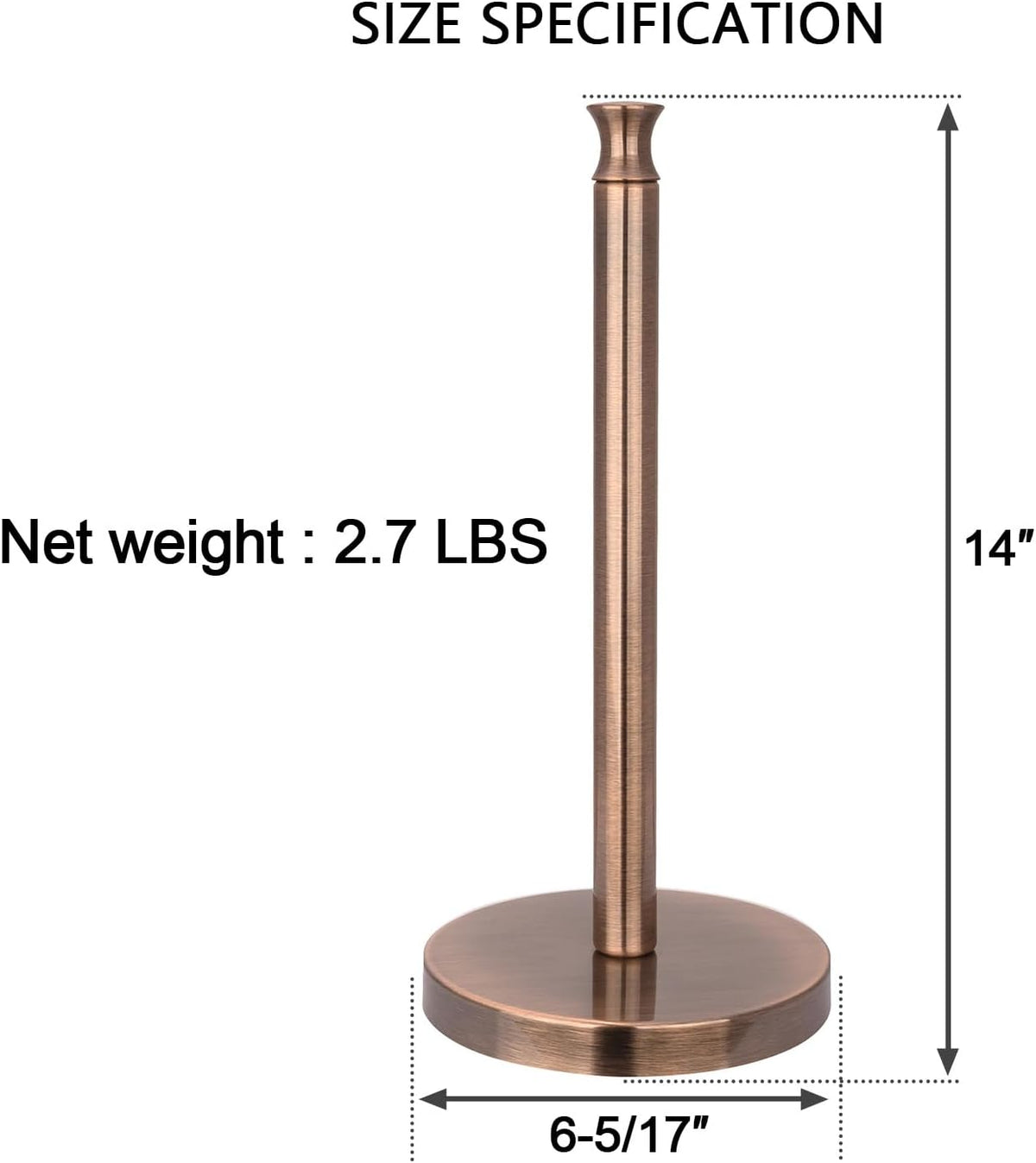 Akicon Paper Towel Holder Stand for Kitchen Countertop & Dining Room Table (Antique Copper, Modern)