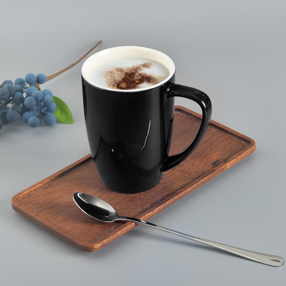 homEdge Porcelain Mug Set, 16 Ounces Cup for Tea, Latte, Mocha, Hot Chocolate, Set of 6, Black