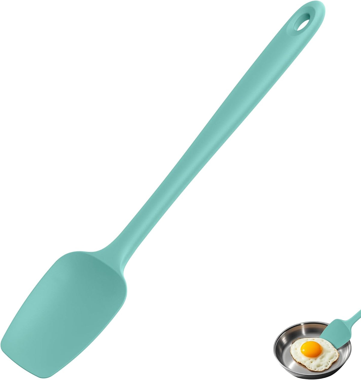 U-Taste Extra-Long 600ºF Heat Resistant Spatula Spoon: 14" Silicone Spoonula Cooking Utensils for Kitchen Use, Non-Stick Scoop Scraper with Soft Edge & Firm Core for Baking, Mixing, Serving (Aqua Sky)