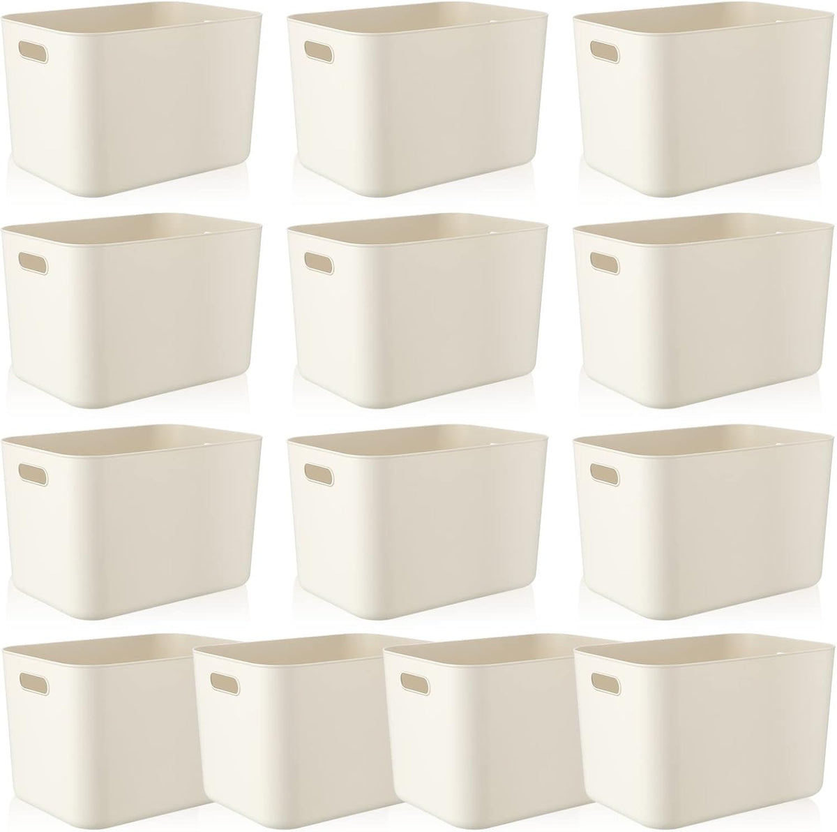 Zopeal Plastic Storage Bins 10 Pcs White Pantry Organizer Bins Small Baskets Storage Containers for Home Kitchen (14 x 10.5 x 9.5 Inch)