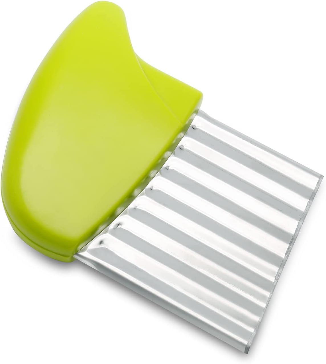 Luomorgo Stainless Steel Potato Crinkle Cutter Carrot Wavy Knife French Fry Slicer Vegetable Wavy Chopper, Green