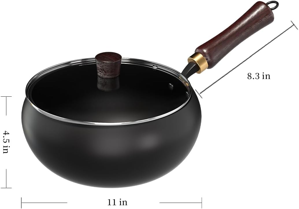 Carbon Steel Wok Pan, nitrided woks Uncoated Heats Evenly Multi-Purpose Frying Pan, Suitable for Any Stove, Oven or Even Camping Campfire with Lid and Wooden Handle