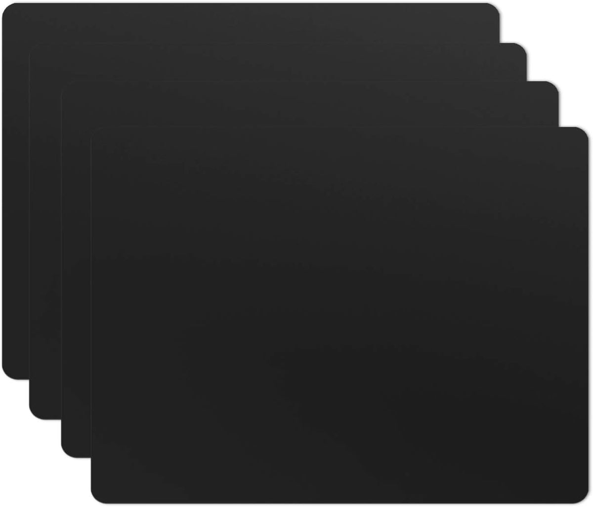 Silicone Placemats, Food-Grade Non-Slip Waterproof, Dining, Stain Resistant, Countertop Protector, Kitchen Counter Mat, Heat Resistant, Baking mat Dishwasher Safe (15.7x11.8Inch-4pack, Black)