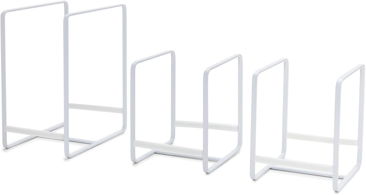 Juvale 3-Piece Plate Organizer - Space-Saving Cabinet Storage & Dish Storage Rack - Plate Stand & Pot Lid Holder - Pack of 3, White, 1 Large & 2 Small