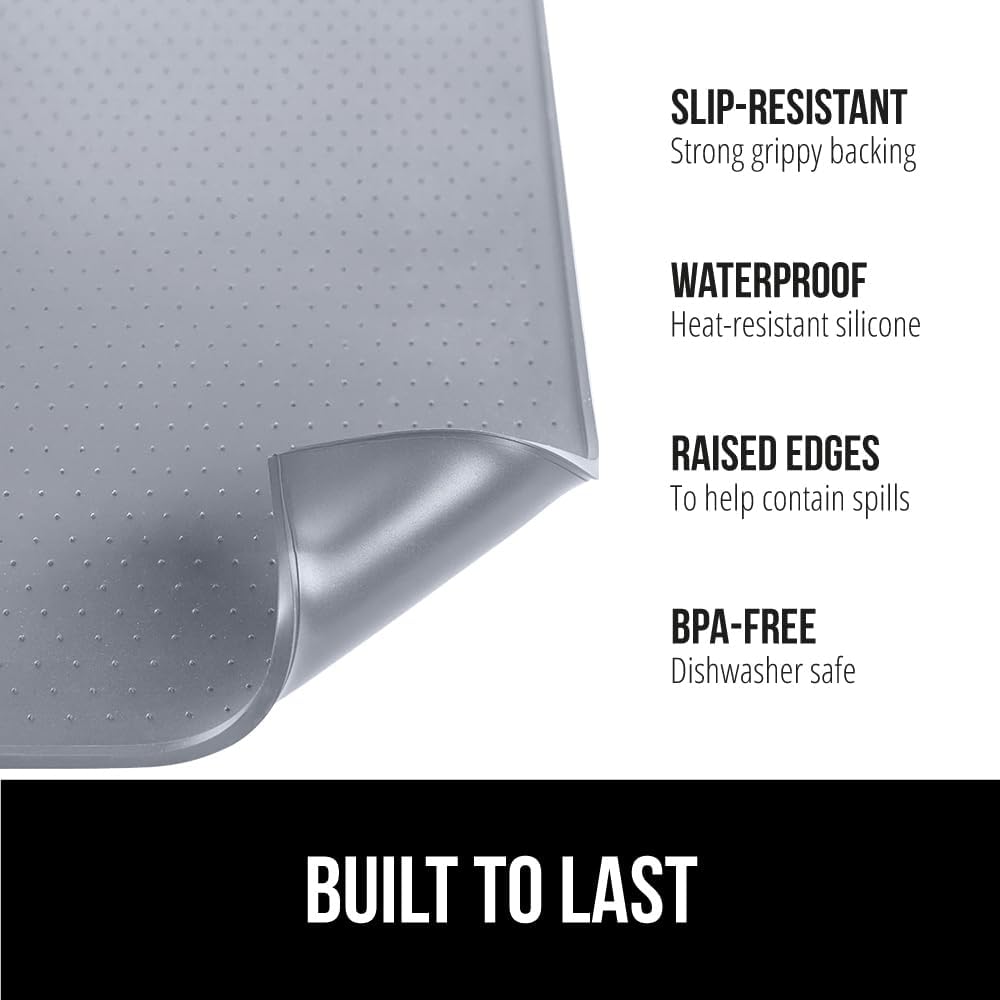 GORILLA GRIP Silicone Coffee Mat, Espresso Drink Bar Station Accessories, Waterproof Heat-Resistant Dish Drying Mats, Stay in Place on Kitchen Counter, Home Kitchen Decor Essentials, 10x14, Gray