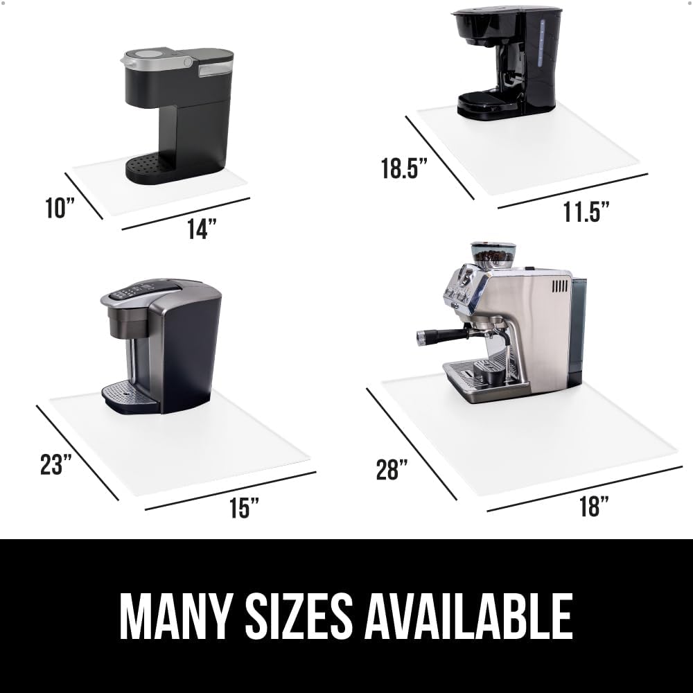 GORILLA GRIP Silicone Coffee Mat, Espresso Drink Bar Station Accessories, Use Under Machine, Waterproof Heat Resistant Multi-Use Dish Drying Mats, Stays in Place, Kitchen Home Decor, 11.5x18.5, White