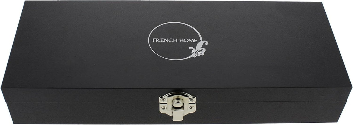 French Home Laguiole Connoisseur 4-Piece Steak Knives – Stainless Steel Dinner Knives with Etched Detailing & Napoleon Bee Emblem Packed in an Elegant Box (9")