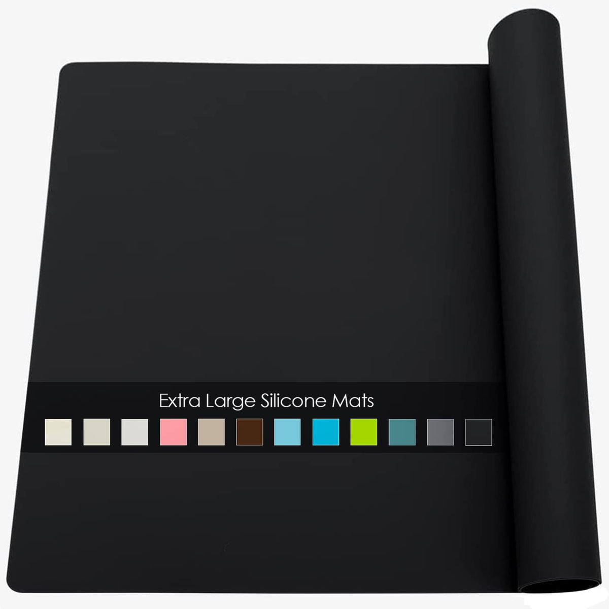 Extra Large Silicone Mat, 31.5x23.6 Large Silicone Placemats for Kids, Heat Resistant Mat for Kitchen Counter, Non Stick Silicone Table Mat for Dough and Pastry, Silicone Craft Mat for Kids, Black