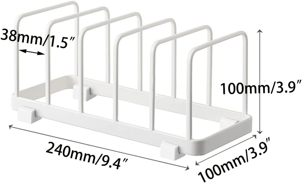 Plate Home Accented Storage Rack, Plate Holders Organizer, Metal Dish Storage Dying Display Rack for Cabinet, Counter and Cupboard, White