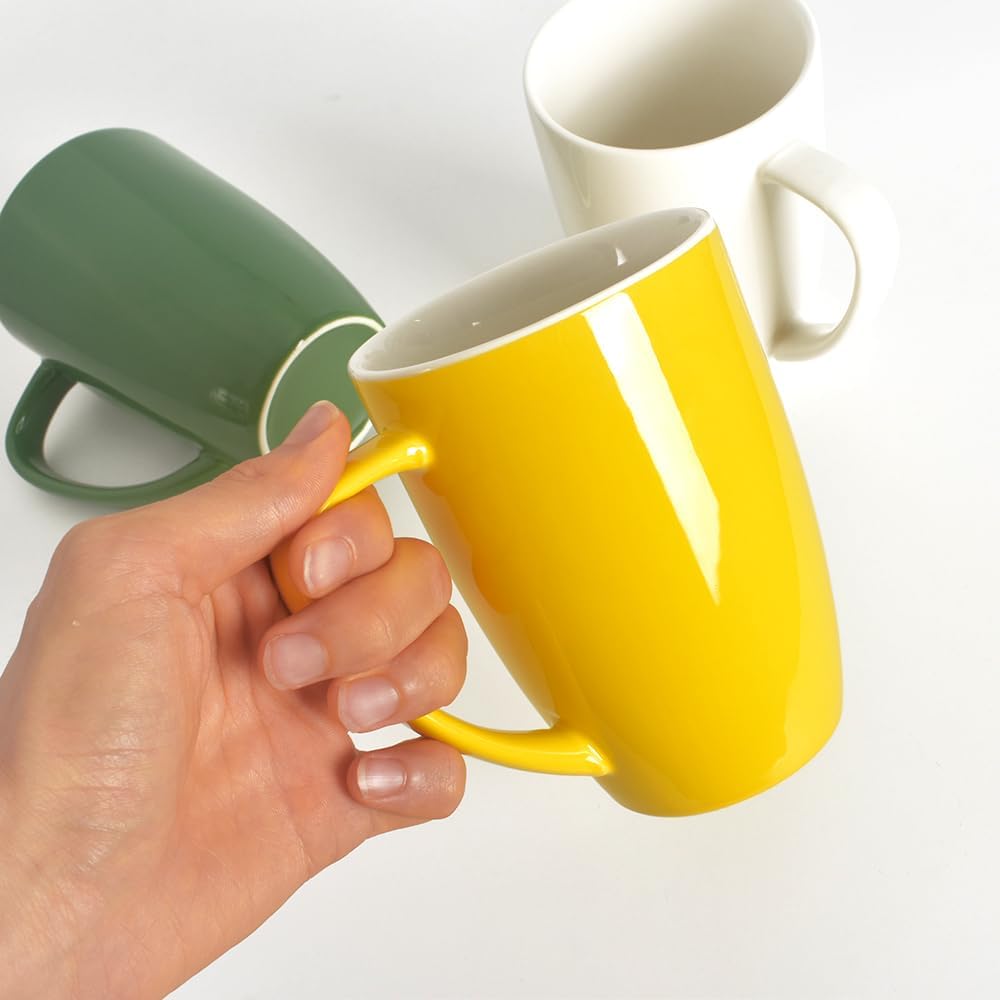 homEdge Porcelain Mug Set, 16 Ounces Cup for Tea, Latte, Mocha, Hot Chocolate, Set of 6, Assorted Color