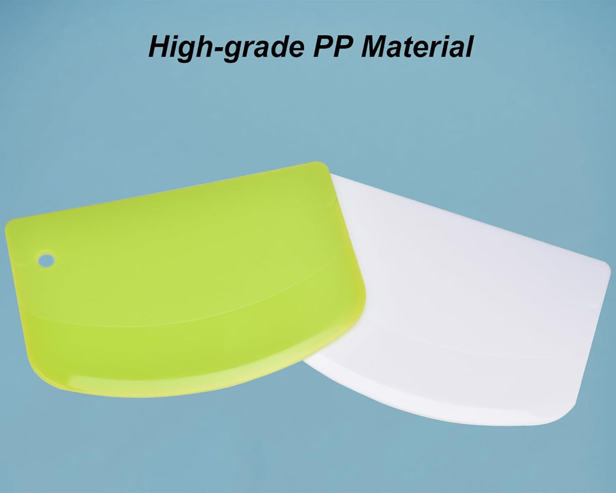 2 Pcs Dough Scraper and 3 Pcs Stainless Steel Cake Icing Spatula for Baking, Flexible Bowl Scraper Dough Cutter Bench Scraper for Cake Dough Bread Pastry Pizza